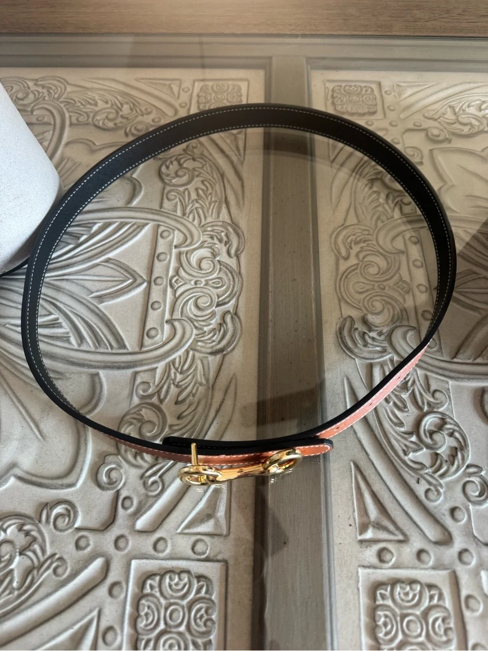 Women's Brown Belt with Gold Horsebit Buckle